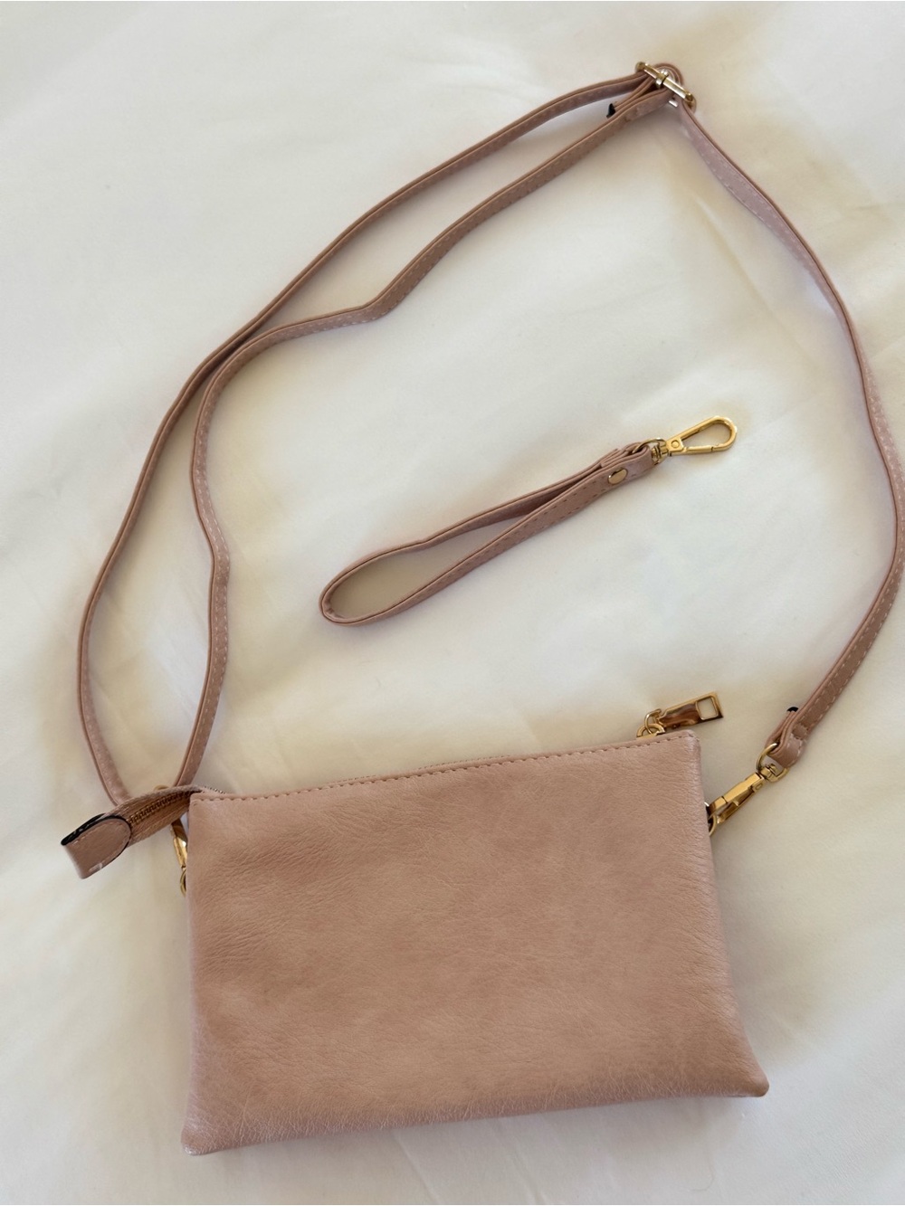Nanette Lepore Blush Pink Crossbody Wristlet with Gold Hardware